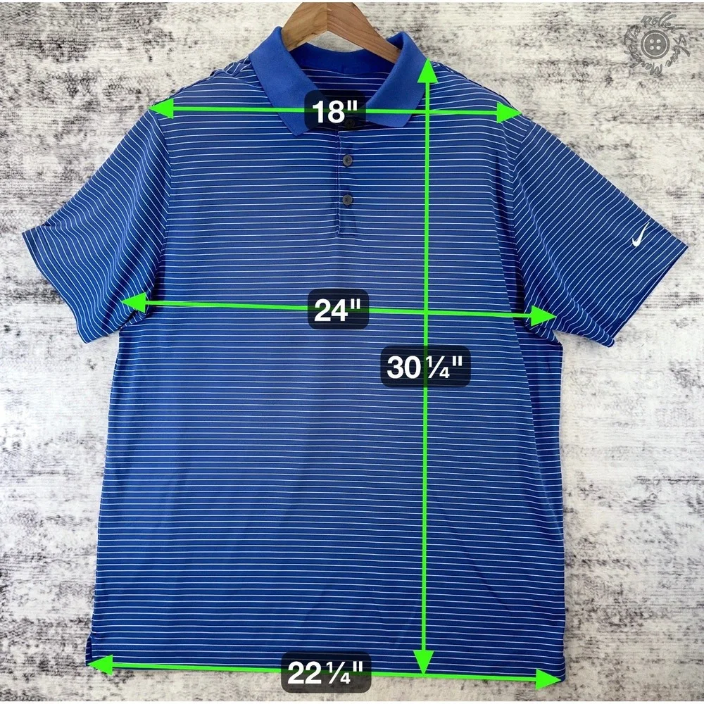 Nike Dri-Fit Polo Shirt Blue White Stripe Short Sleeve Men's (Possible) XL *Read